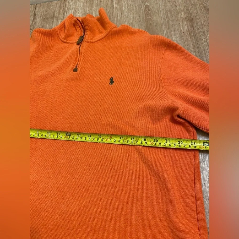 Ralph Lauren Men's Bright Orange Zip-Up Sweater